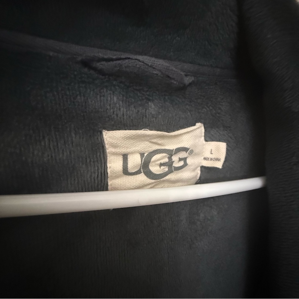 UGG Brunswick Fleece Robe Mens Large Charcoal Shawl Collar Belted Soft Lounge - Picture 5 of 9